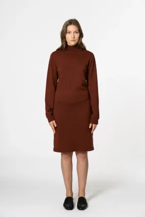 Merino Dress in Rust Red