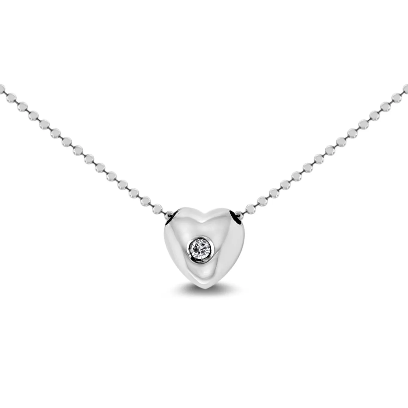 Mini Heart Pendant (0.03 ct Diamond) in White Gold