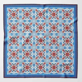 Nebbiolo - Silk Pocket Square - Blue and Red