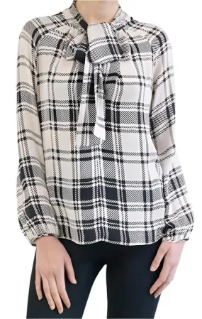 PAIGE BLOUSE (HOUNDSTOOTH PLAID)