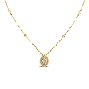 Pear Drop Mini Pendant Necklace (0.55 ct Diamonds) in Yellow Gold