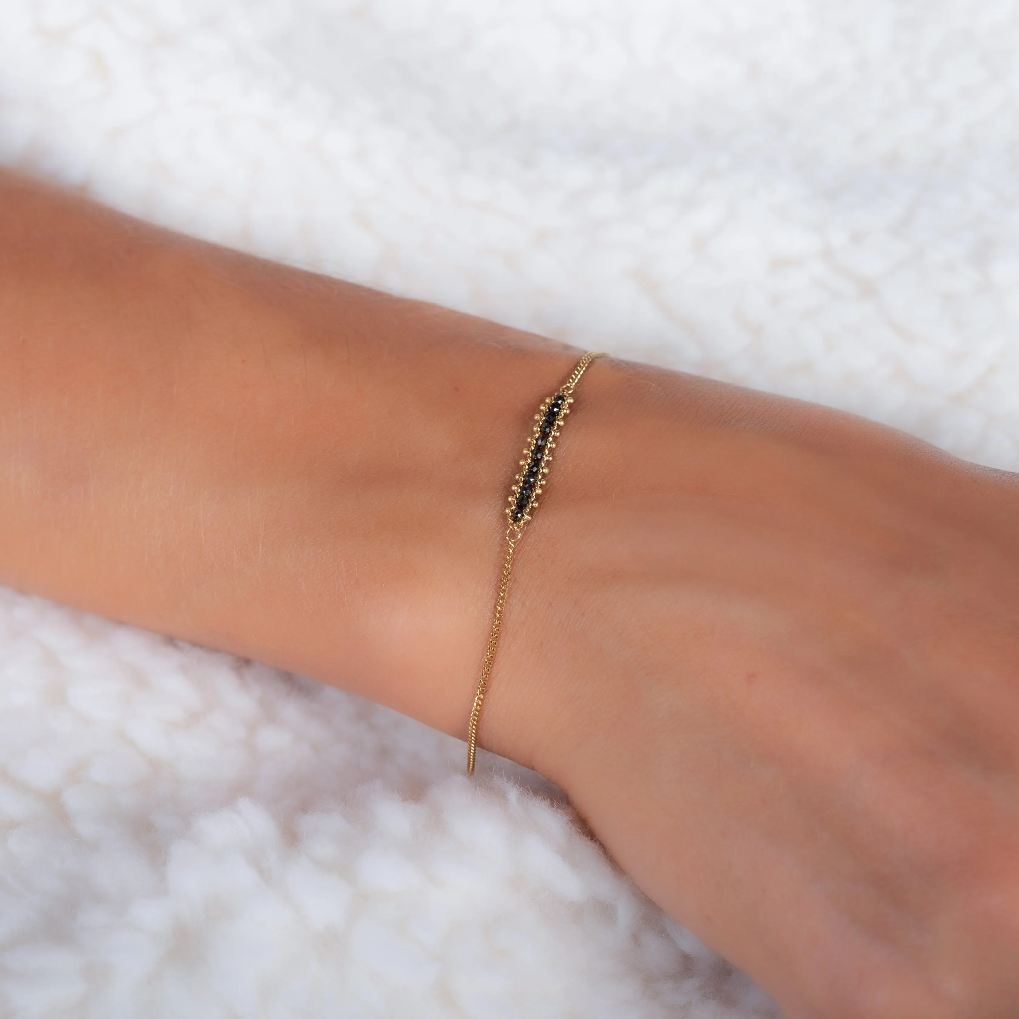 Petite Textile Row Bracelet in Black Diamond