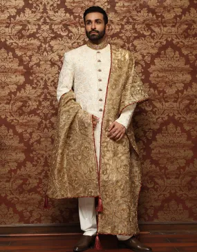 Premium Jamawar White Sherwani