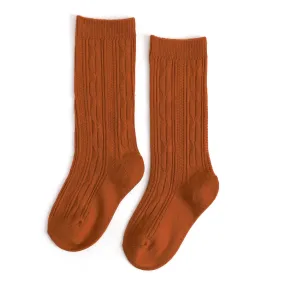 Pumpkin Spice Cable Knit Knee High Socks