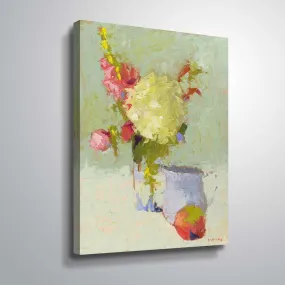 " Hydrangea with Blue Pitcher" Gallery Wrapped Canvas