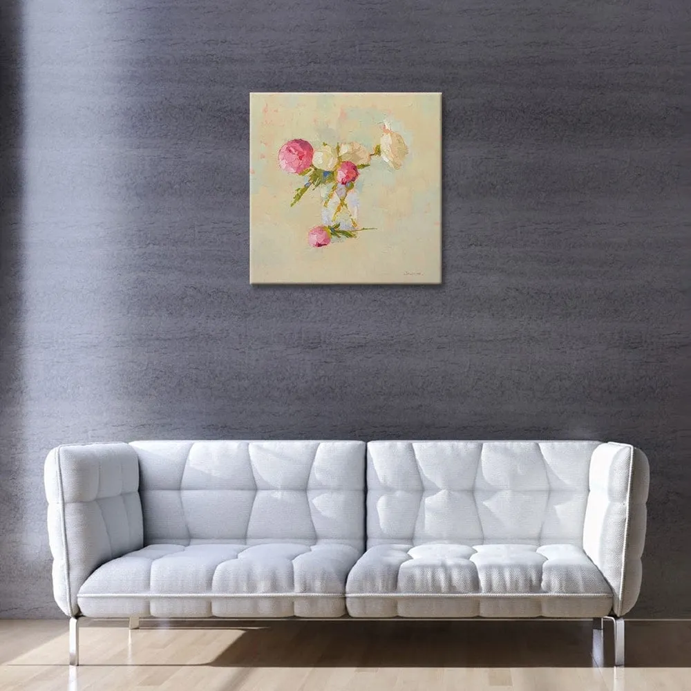 " Peonies In Glass No. 2" Gallery Wrapped Canvas