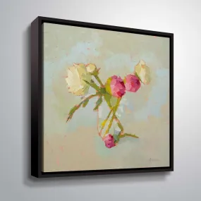 " Peonies In Glass" Gallery Wrapped Floater-framed Canvas