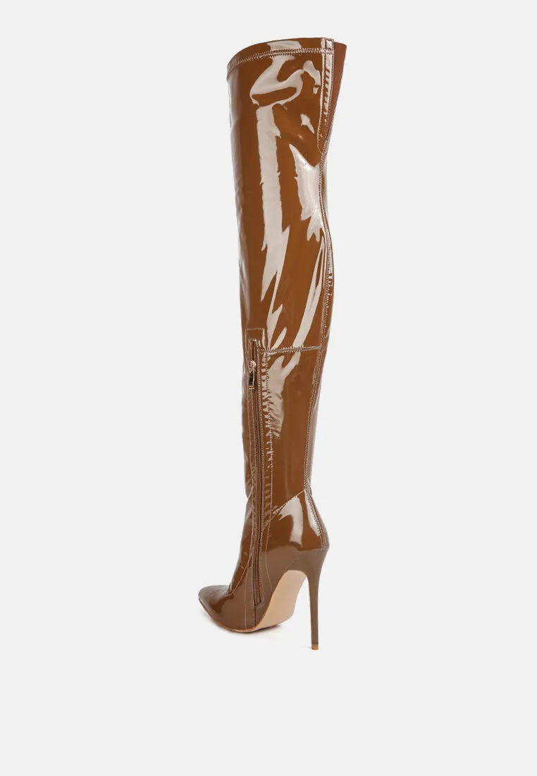 Riggle Long Patent Pu High Heel Boots