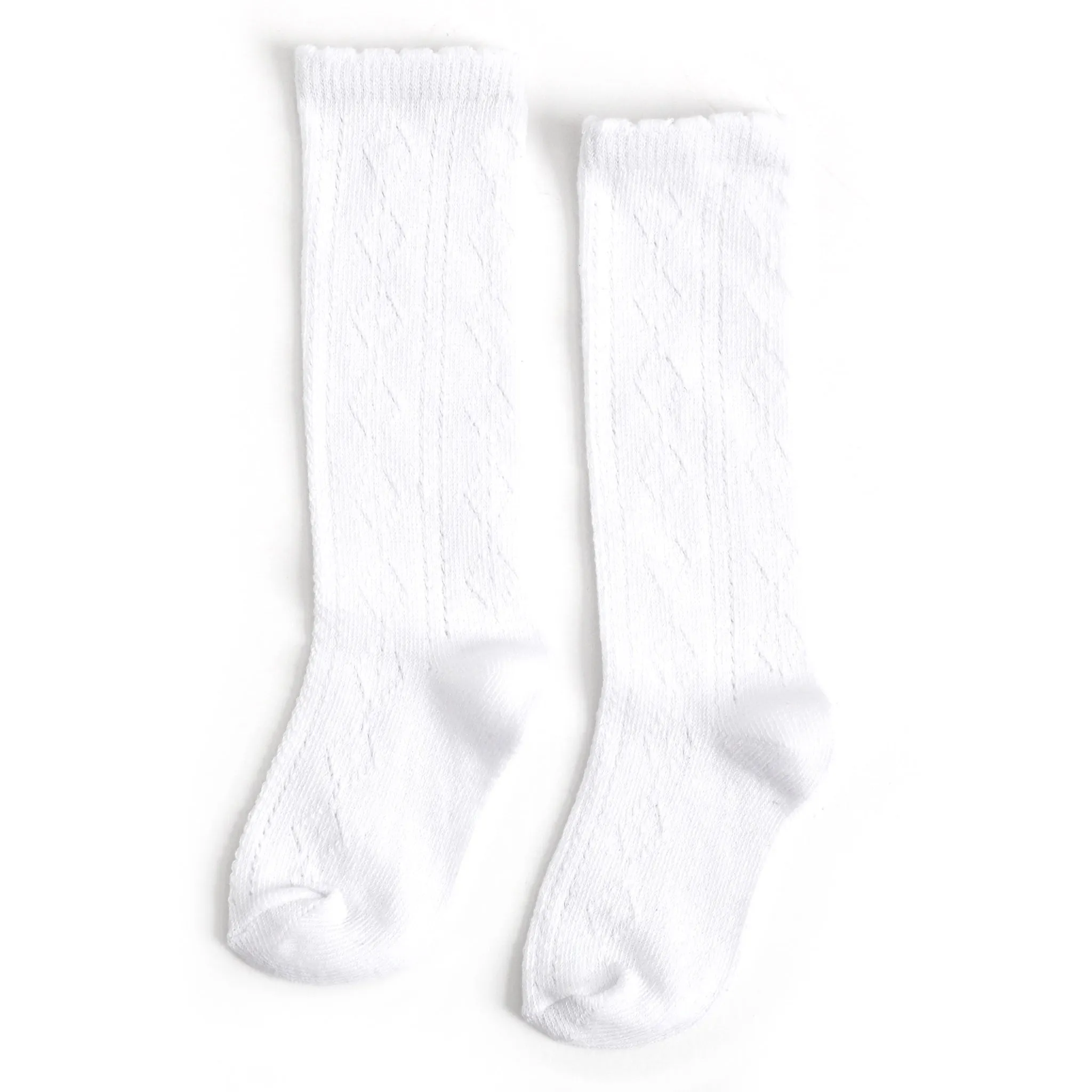 Scalloped Fancy Knee High Socks - White