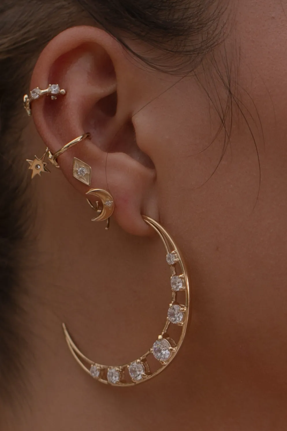 Selene Statement Hoops - Gold