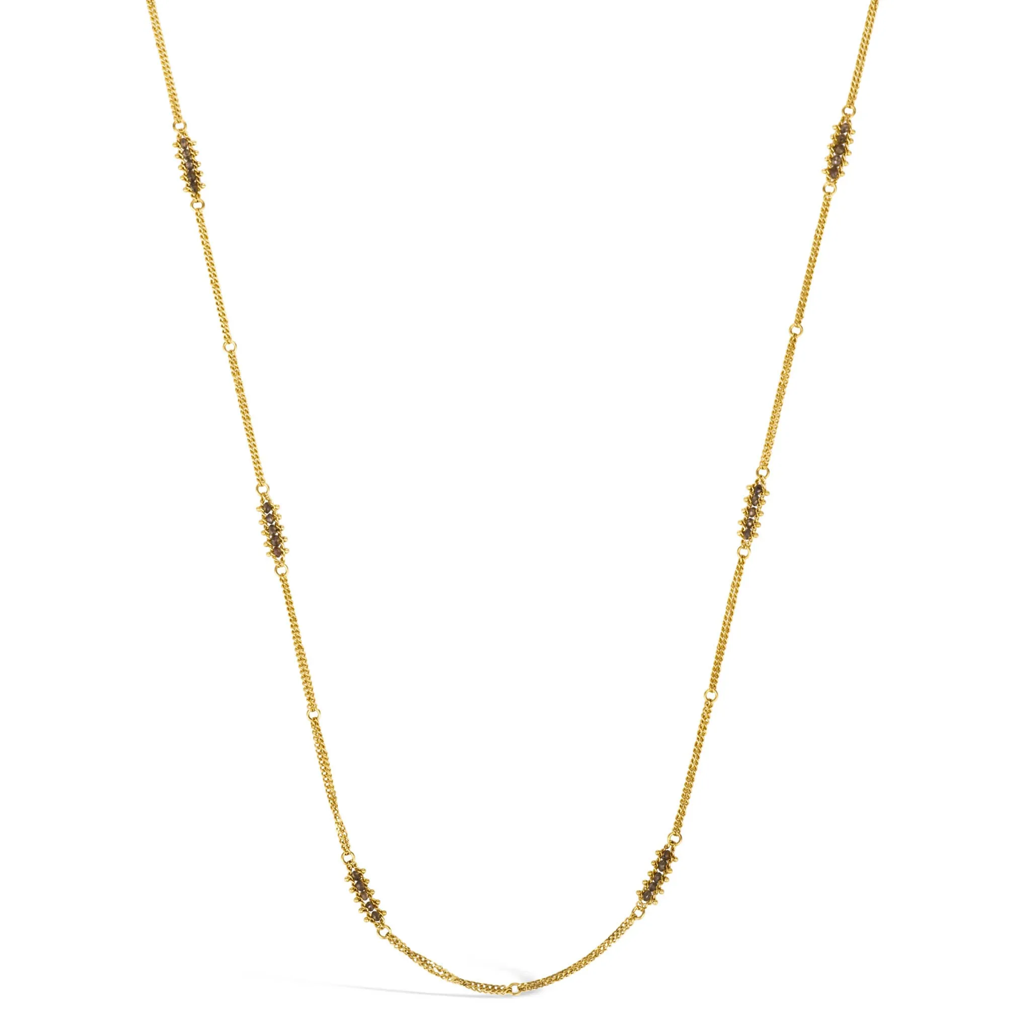 Textile Station Necklace in Champagne Diamond