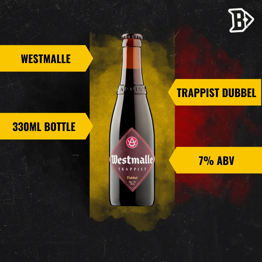 Westmalle Belgian Trappist Dubbel Beer 330ml Bottles - 7.0% ABV (12 Pack)