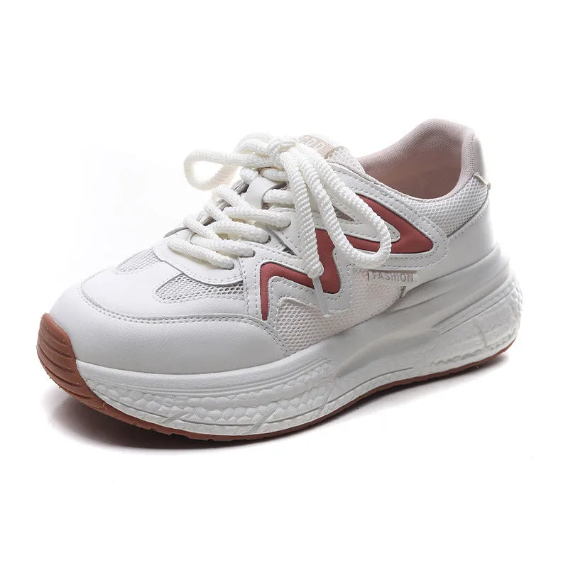 Women Breathable Mesh Leather Fashion Sneakers