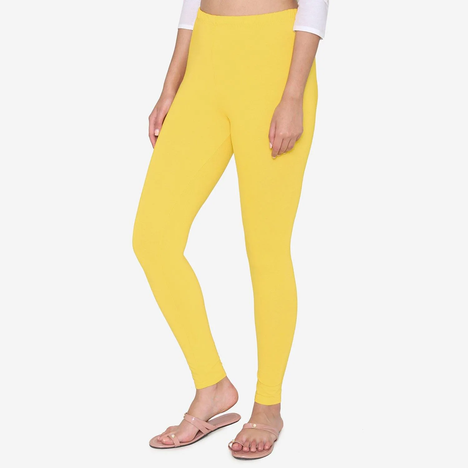 Women's Cotton Ankle leggings (Free Size) - Empire Yellow